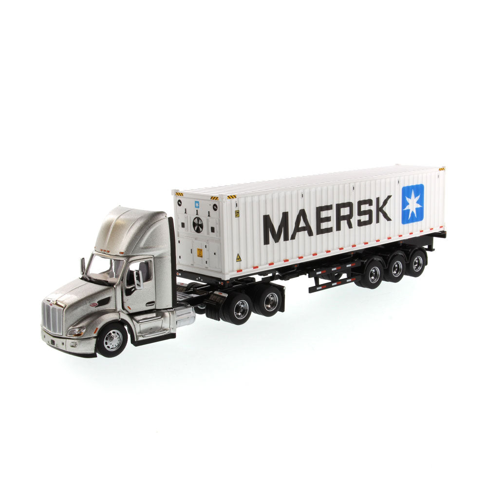 Diecast Masters 71069 lkw peterbilt 579 day cab tractor silver w 40ft refrigerated maesk container 1:50 1