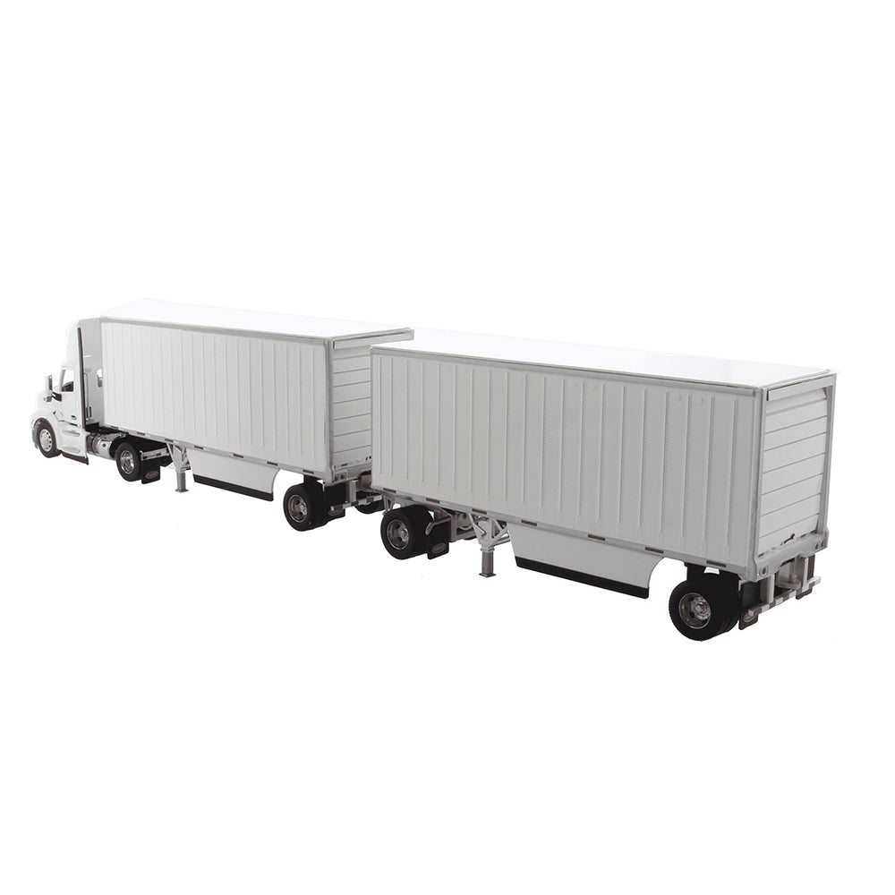 Diecast Masters 71099 lkw peterbilt model 579 single axle day cab with 2 wabash 28ft pup trailers weiss 1:50 2