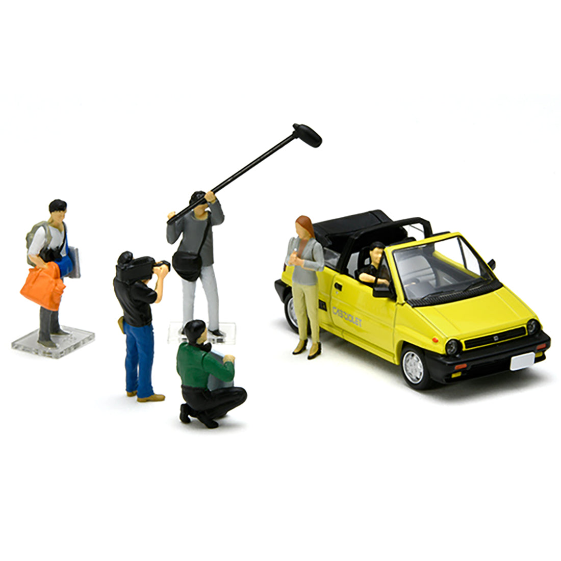 Tomica Diocolle64 #CarSnap 11b Diorama Fernsehteam & Honda City Cabrio 1:64