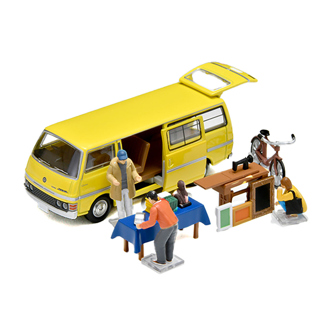 Tomica Diocolle64 #CarSnap 25a Diorama Flohmarkt & Nissan Homy Van 1:64