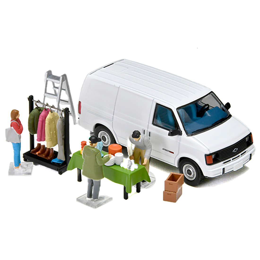 Tomica Diocolle64 #CarSnap 26a Diorama Flohmarkt & Chevrolet Astro Van 1:64